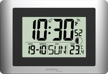 Technoline digitale Wanduhr ws 8028 220x150x56mm silber