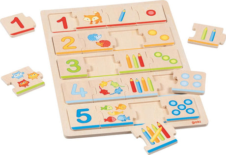 Goki Holzpuzzle zum Zählenlernen, 20 Teile.