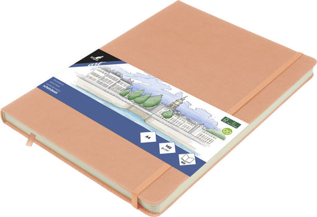 Kangaro-Skizzenbuch – A4 – Altrosa – PU-Hardcover – mit Gummiband und Band