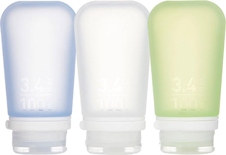 Human Gear – Gotoob+ 3er-Pack groß – Reiseflasche – auslaufsicher – 100 ml – klares Grünblau