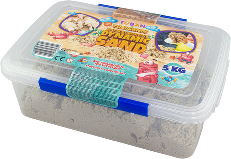 Tuban - Dynamischer Sand – Natur 5 kg im Mehrwegbehälter, Schmuck Kinetischer Sand für Kinder, 3 Jahre, Mehrfarbig