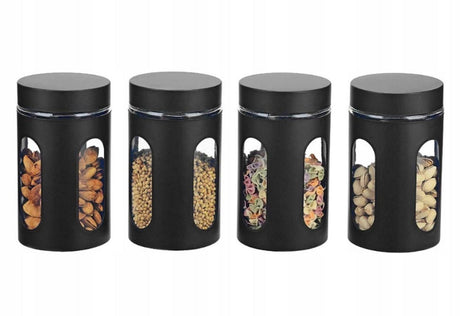 Brunbeste set van 4 keuken voorraadpotten 920 ml – glazen bewaarpotten met rvs – voor pasta, koffie, suiker en muesli