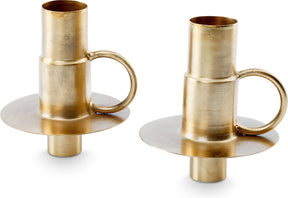Vtwonen set 2 bottle candle holders metal gold 7x8.5cm