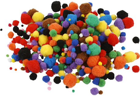 Creativ Company Pompons, D 5-40 mm, ca. 150 Stück, verschiedene Farben, 42 g 1 Box