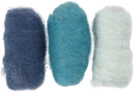 Creativ Company kardierte Wolle, blaue Harmonie, 3x10 gr 1 Box