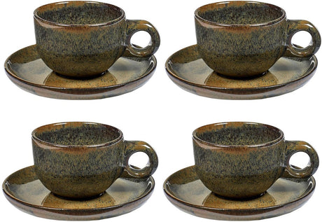 Serax - Sergio Herman Surface - Kaffeetasse + Untertasse - Indi Grey - 13 ø - 4 Stück