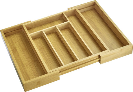 Westmark Besteckschublade – ausziehbare Schublade für Besteck und Küchenutensilien, praktischer Organizer für häufig genutzte Schubladen, 5 oder 7 Fächer – Bambus, 29 – 48 cm