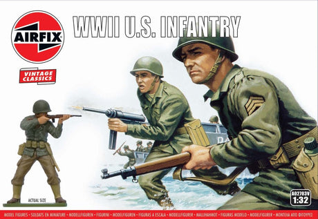 Airfix Modellbausatz Militärfahrzeuge – 02703v Wwii U.S. Infanterie - Figuren aus Kunststoff - 1:32 - Modellbau