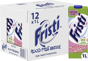 Fristi Geschmack nach roten Früchten – 0 % Zucker – haltbar – 12 x 1 l – Vorteilspackung