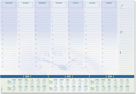 Sigel Schreibtischunterlage Zeit mit Kalender 2026 2027 2028 Format A2 30 Blatt zerreißbar