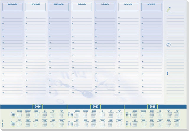 Sigel Schreibtischunterlage Zeit mit Kalender 2026 2027 2028 Format A2 30 Blatt zerreißbar
