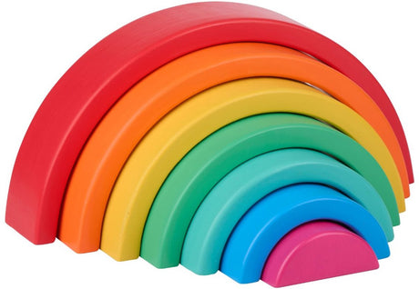 Eddy toys houten regenboog puzzel met 7 onderdelen - stapelpuzzel met kleurrijke bogen - speelgoed vanaf 2 jaar - meerkleurig