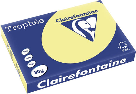 Clairefontaine Trophée Pastell, farbiges Papier, A3, 80 g, 500 Blatt, Zitronengelb