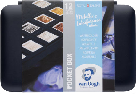 Van gogh aquarelverf pocket box specialty colours met 12 kleuren in halve napjes