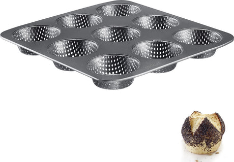 Westmark Brötchenbackform, für 9 Brötchen, je ø 8,5 cm, Stahl, Antihaftbeschichtung, Anthrazit, 32732260