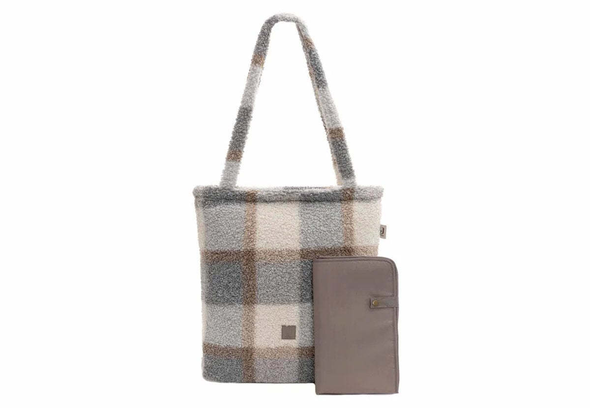 Jollein luiertas - shopper - check boucle - inclusief verschoonmatje