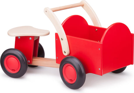 New classic toys ® houten bakfiets - road star - rood - zadelhoogte is 24 centimeter