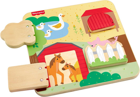 Fisher-Price Holz-Peek-a-Boo-Nutztiere | 2 Stk