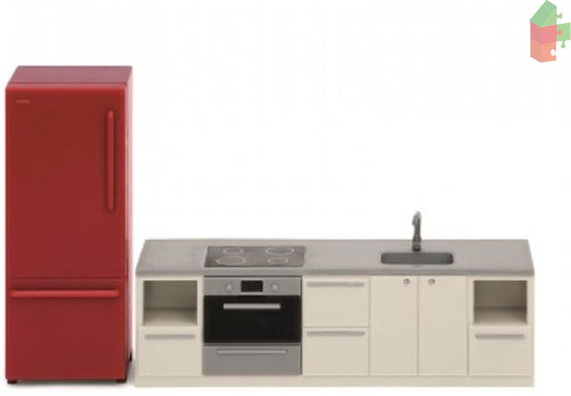 Lundby poppenhuis basic - keukenset bruin grijs