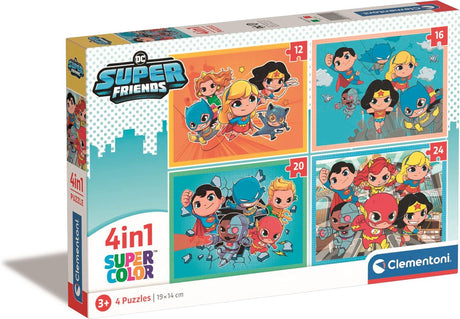 Clementoni – Kinderpuzzle 4 in 1 – DC Superfriends – Puzzles mit 12, 16, 20 und 24 Teilen – ab 3 Jahren