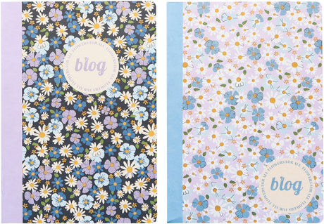 Kangaro-Notizbücher – B'log-Blumen – Größe A4 – mit Diamant 5 mm – 2 Stück – an-123845-a
