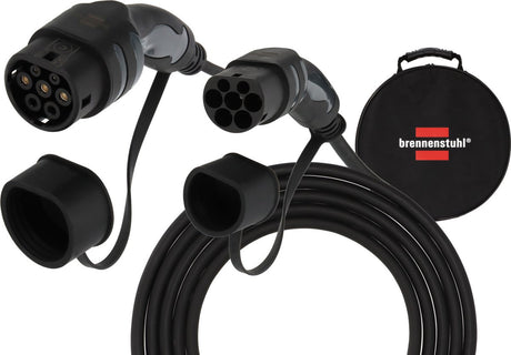 Brennerstuhl EV Typ 2 Ladekabel 11 kW (E-Mobilität Typ 2 Ladekabel 7 m, IP55, 3-phasig, Mode 3 Ladekabel mit Tasche für Elektro-Hybridfahrzeuge)