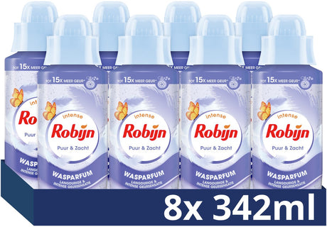 Robijn - intense wasparfum - puur zacht - 8 flessen x 342 ml - voordeelverpakking