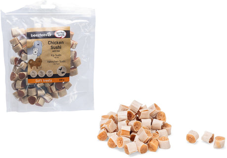 Beeztees leckere Leckereien Hühnersushi mit Fisch – Hundesnacks – Hundekekse – Hundeleckerlis – 400 Gramm