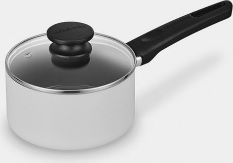 Brabantia Indu+ Kochtopf mit Deckel - ø 16 cm - Kochtopf - Keramik-Antihaftbeschichtung - Glasdeckel - induktionsgeeignet - 100 % PFAS-frei - spülmaschinenfest - Schwarz