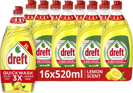 Dreft Platinum Quickwash Lemon Liquid Handgeschirrspülmittel – 16 x 520 ml