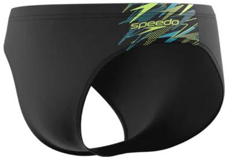 Speedo medley logo 7cm brief heren - zwemslip heren met 7 cm pijp - strakke zwembroek heren met vormvaste pasvorm - sportzwembroek heren met voering - zwart groen - xxl