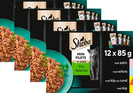 Sheba-Katzenfutter – Minifilets – Auswahl des Küchenchefs in Soße – Mahlzeitbeutel 48 x 85 g