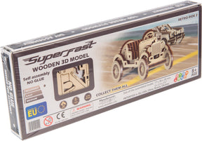Wooden city modelbouwset oldtimer superfast 7,7 cm hout naturel