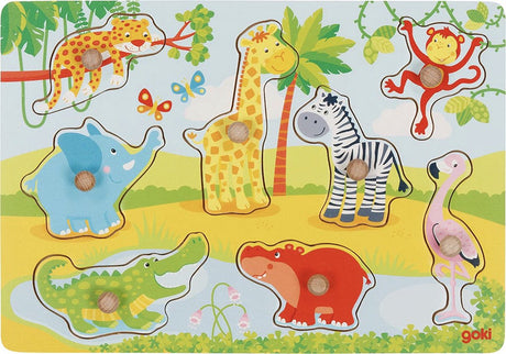 Goki Knopfpuzzle afrikanische Tierbabys. 8 Feinkost
