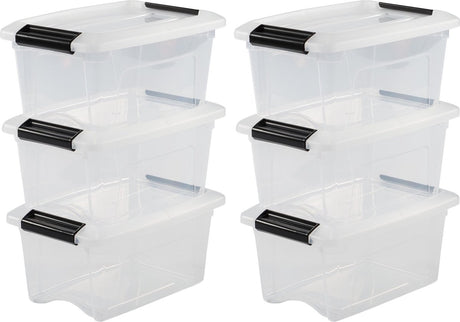 Iris new topbox opbergbox - 5l - kunststof - transparant zwart - set van 6