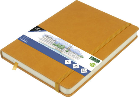 Kangaro schetsboek - a5 - okergeel - pu hardcover - met elastiek en lint