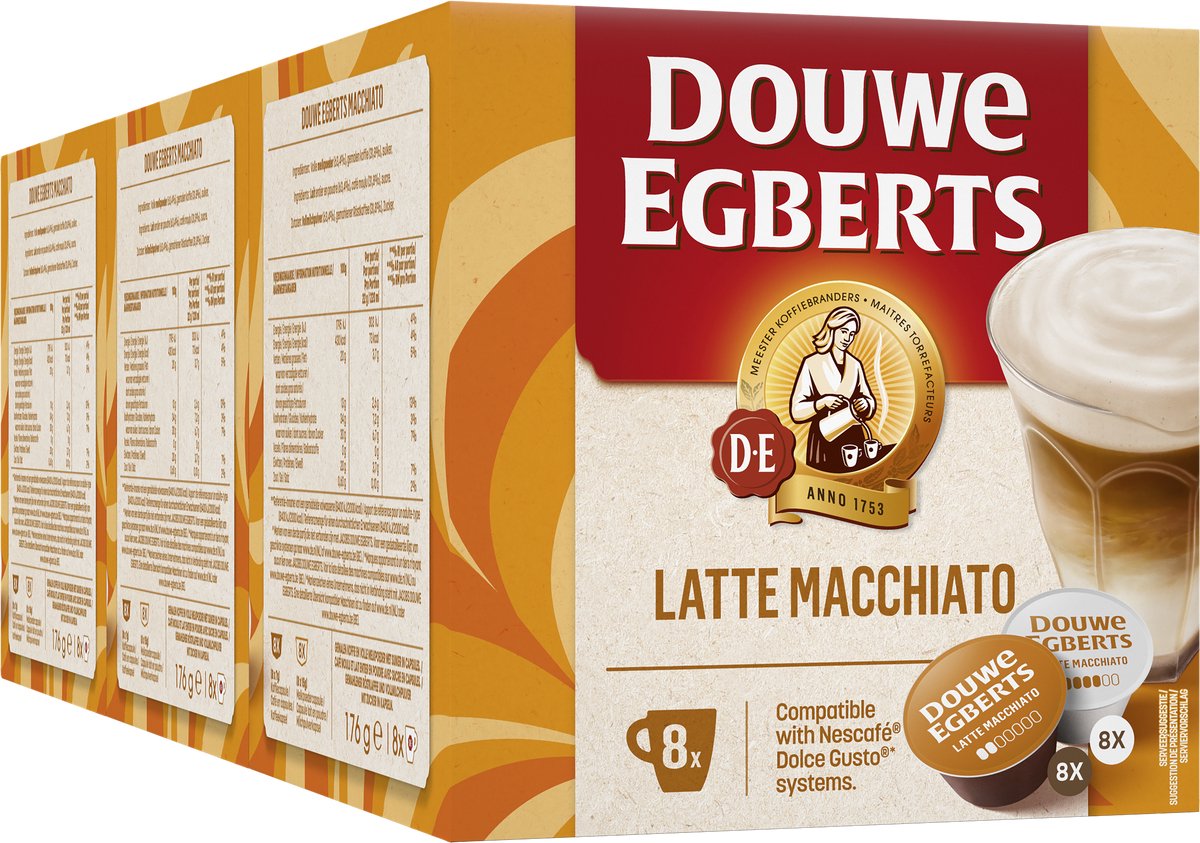 Douwe egberts latte macchiato dolce gusto koffiecups - 3 x 8 + 8 stuks