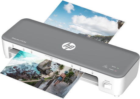 HP Onelam 270 A4-Laminiergerät – DIN-A4-Format – Heißlaminieren – kompakte Größe – 5-teilig – weiß