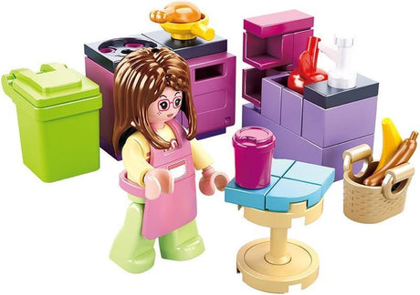 Sluban Girls Dream Kitchen Bauspielzeug für Kinder ab 6 Jahren – Konstruktionsspielzeug Modellküchenset – Baukasten mit 47 Bausteinen und 1 Minifigur – M38-B0800B