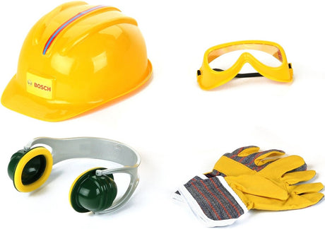 Klein Toys - Bosch Minispielzeug-Zubehörset, mit Helm, Schutzbrille, Handschuhen und Ohrenschützern -