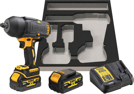 Dewalt gereedschap - 18v accu slagmoersleutel, 2x accu 5,0 ah xr, rubberen hoes, oplader dcf900p2g