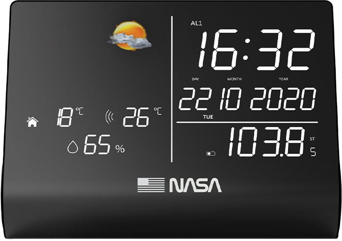 NASA WS1300 Wetterstation für drinnen und draußen – Bluetooth-Lautsprecher – Radio