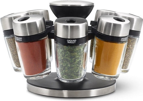 Cole Mason Cambridge Gewürzregal – 8-teiliges Set – kompakt – Gläser – Edelstahl-Optik – organisiertes Kochen