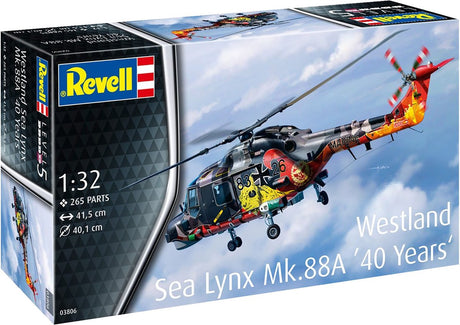 Revell Modellbausatz Militärfahrzeuge - 03806 Westland Sea Lynx mk.88a - Sonderfarben - 40 Jahre! - Hubschrauber aus Kunststoff - 1:32 - Modellbau