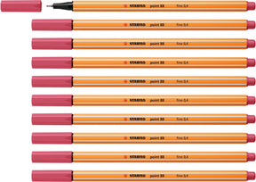 Stabilo point 88 - premium fineliner - fine 0,4 mm – aardbei rood – doos 10 stuks
