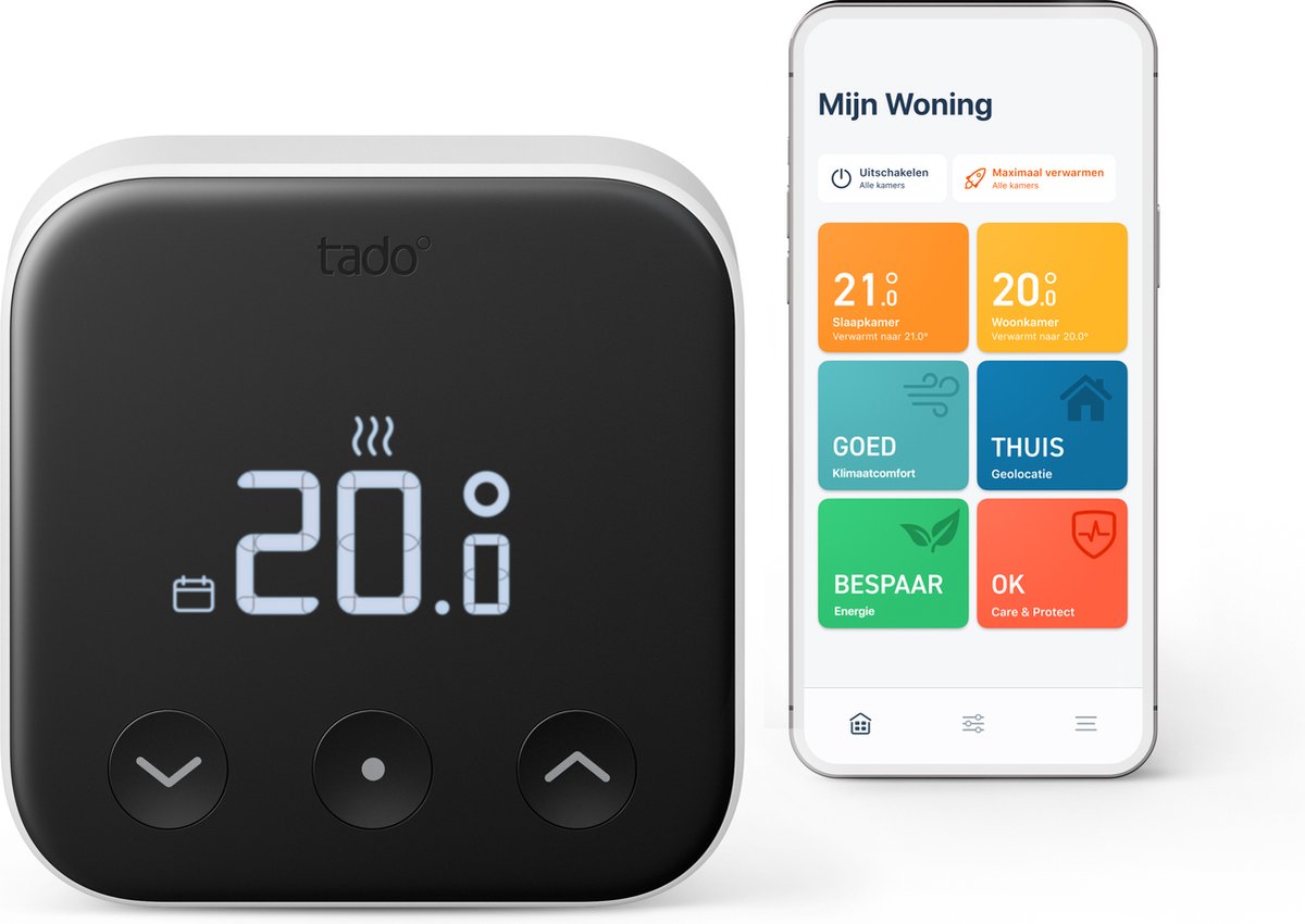 Tado° Smart Thermostat x – Smart Thermostat – funktioniert mit Google Home, Alexa Apple Home Kit – kabelgebundene Version – Schwarz und Weiß
