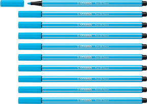 Stabilo pen 68 - premium viltstift - neon blauw - doos 10 stuks