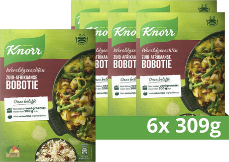 Knorr wereldgerechten maaltijdpakket - zuid-afrikaanse bobotie - snel, makkelijk en met lekker veel groente - 6 x 309 g