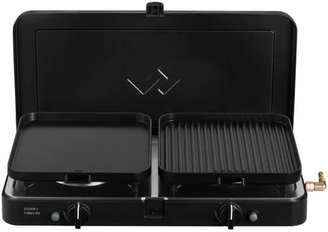 Cadac Dometic 2 Cook Turbo FFD Deluxe – leichter 2-Flammen-Kocher – Turbobrenner – inkl. Grill und Grillplatte
