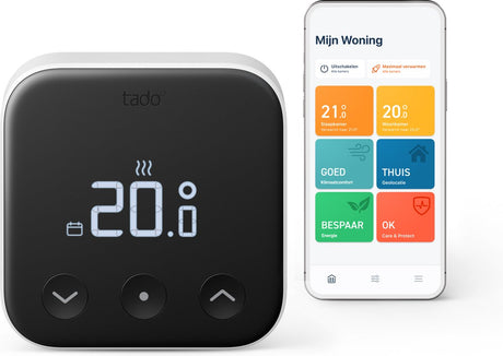 Tado° Smart Thermostat x – Smart Thermostat – funktioniert mit Google Home, Alexa Apple Home Kit – kabelgebundene Version – Schwarz und Weiß